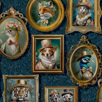 REGAL BEASTS NAVY WALLPAPER, 13791