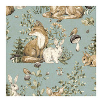 CRISTIANA MASI DEERS AND BUNNIES WALLPAPER -BLUE 