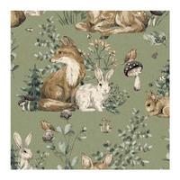 CRISTIANA MASI DEERS AND BUNNIES WALLPAPER -GREEN 