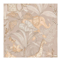 Cristiana Masi Elephant Forest Wallpaper - Beige