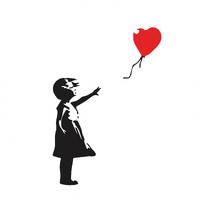 Anaglytpa Banksy - Girl with the red balloon Wall Mural 144cm x 144cm