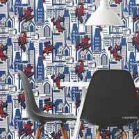 Spider-Man Cityscape Blue Peel & Stick Wallpaper 