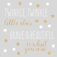 Gold Twinkle Twinkle Little Star Quote Wall Decals With Glitter, RMK3529SCS